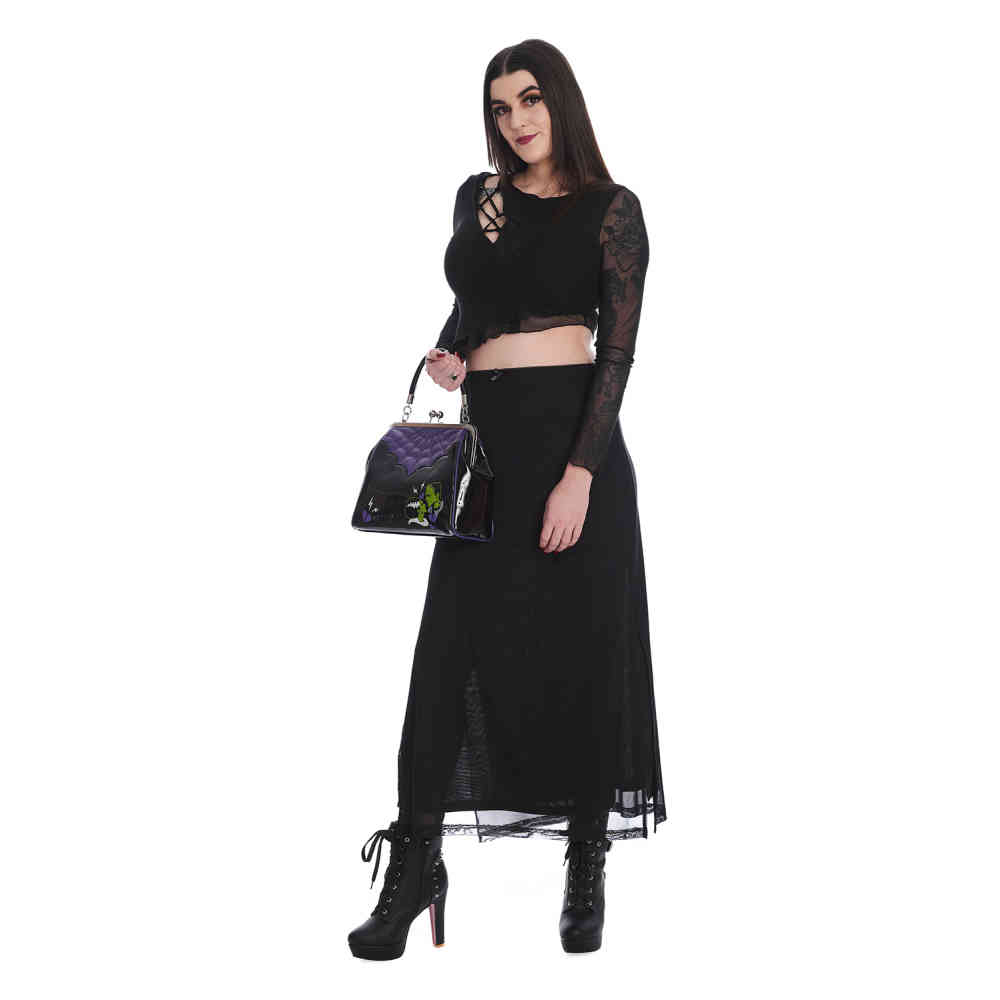 Banned - Phenex Slit Mesh Rok - Zwart